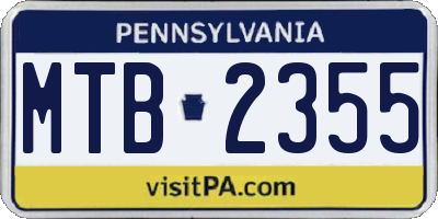 PA license plate MTB2355