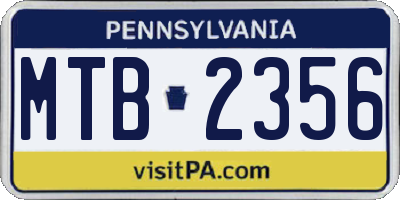 PA license plate MTB2356