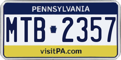 PA license plate MTB2357