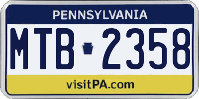 PA license plate MTB2358