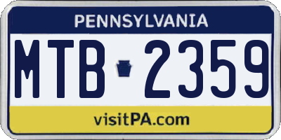 PA license plate MTB2359