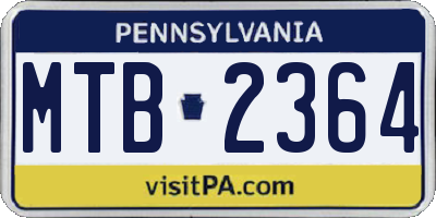 PA license plate MTB2364