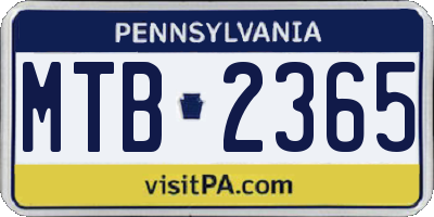 PA license plate MTB2365