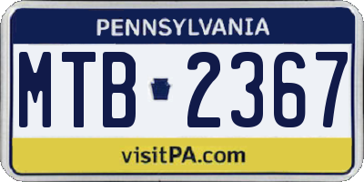 PA license plate MTB2367