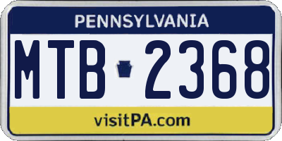 PA license plate MTB2368