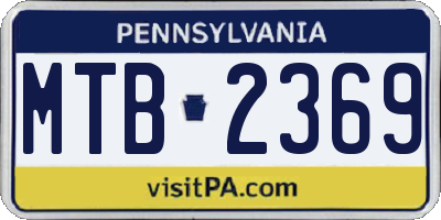 PA license plate MTB2369