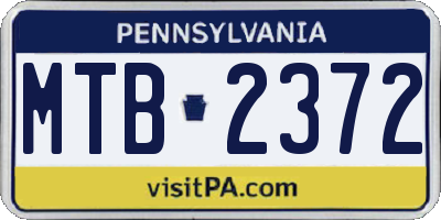 PA license plate MTB2372