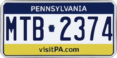 PA license plate MTB2374