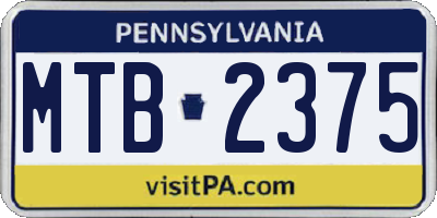 PA license plate MTB2375