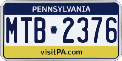 PA license plate MTB2376