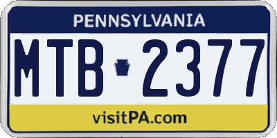 PA license plate MTB2377