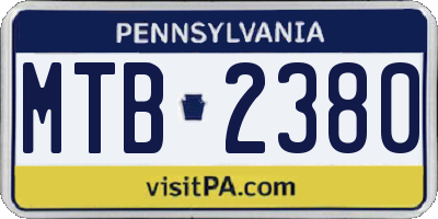 PA license plate MTB2380