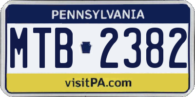 PA license plate MTB2382
