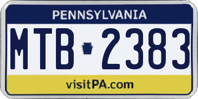 PA license plate MTB2383