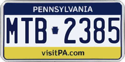 PA license plate MTB2385