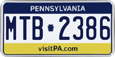 PA license plate MTB2386