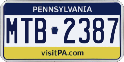 PA license plate MTB2387