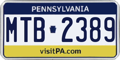 PA license plate MTB2389
