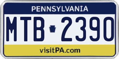 PA license plate MTB2390