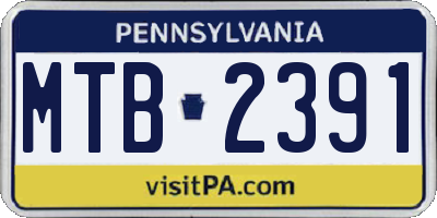 PA license plate MTB2391