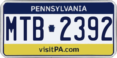 PA license plate MTB2392
