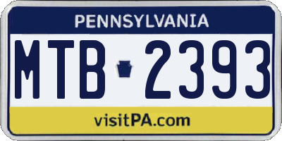 PA license plate MTB2393