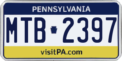 PA license plate MTB2397
