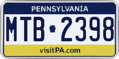 PA license plate MTB2398