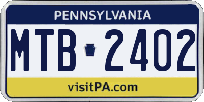 PA license plate MTB2402