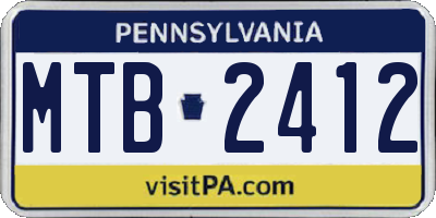 PA license plate MTB2412
