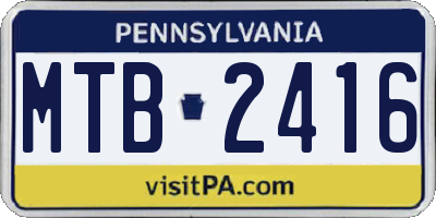 PA license plate MTB2416