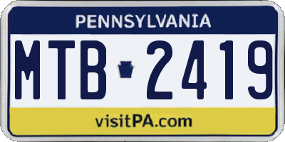 PA license plate MTB2419