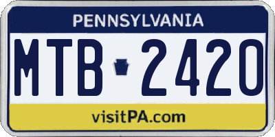 PA license plate MTB2420