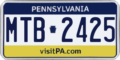 PA license plate MTB2425