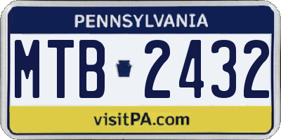 PA license plate MTB2432