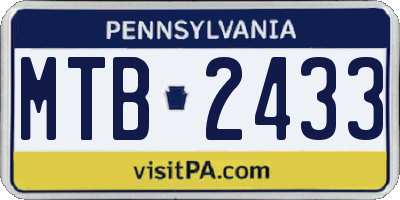 PA license plate MTB2433