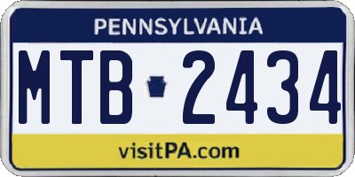 PA license plate MTB2434