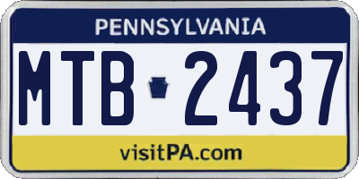 PA license plate MTB2437