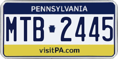 PA license plate MTB2445