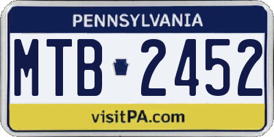 PA license plate MTB2452