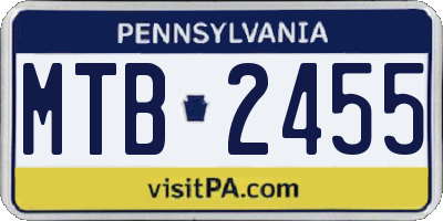 PA license plate MTB2455