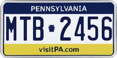 PA license plate MTB2456