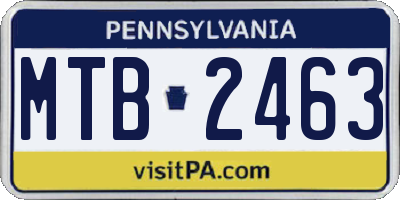 PA license plate MTB2463