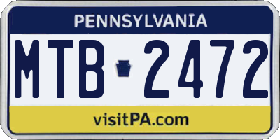 PA license plate MTB2472