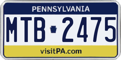 PA license plate MTB2475
