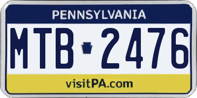 PA license plate MTB2476