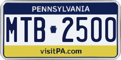 PA license plate MTB2500