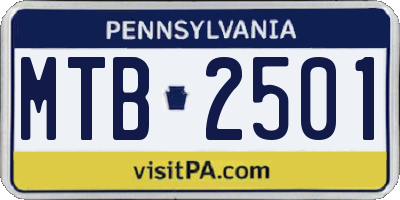 PA license plate MTB2501