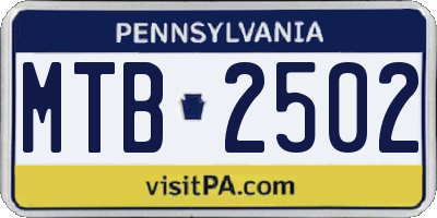 PA license plate MTB2502
