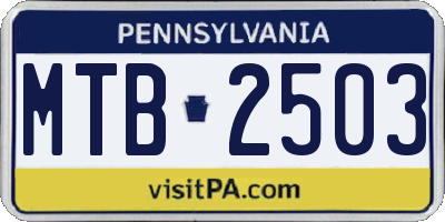 PA license plate MTB2503